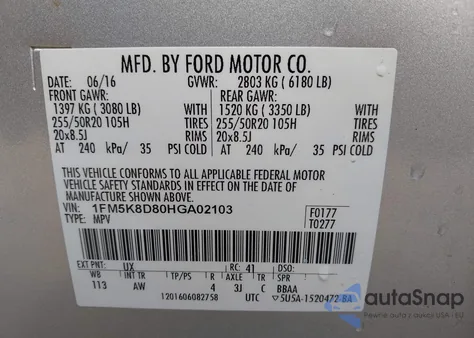 2017 Ford Explorer Xlt z USA, uszkodzony, nr VIN 1FM5K8D80HGA02103